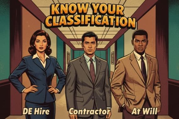 Know Your Classification: At Will, Contractor, or DE Hire, and Why Your Rights Depend On It